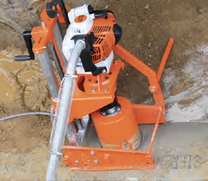 90&deg; drill in sewage pipe. Fixing by ground spikes.
