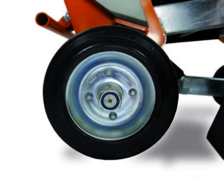 Big rear wheels for easy moving on the construction site