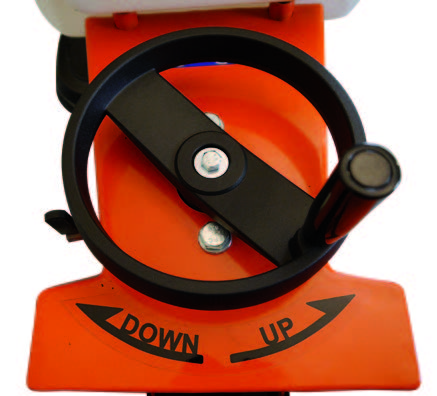 Cutting depth adjustment by handwheel